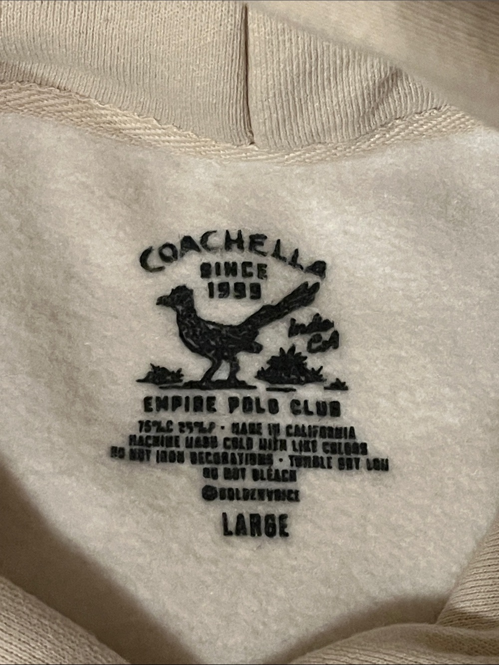 Coachella 2025 Official Festival Hoodie Large Cream Pullover Lineup Merch - Picture 4 of 5